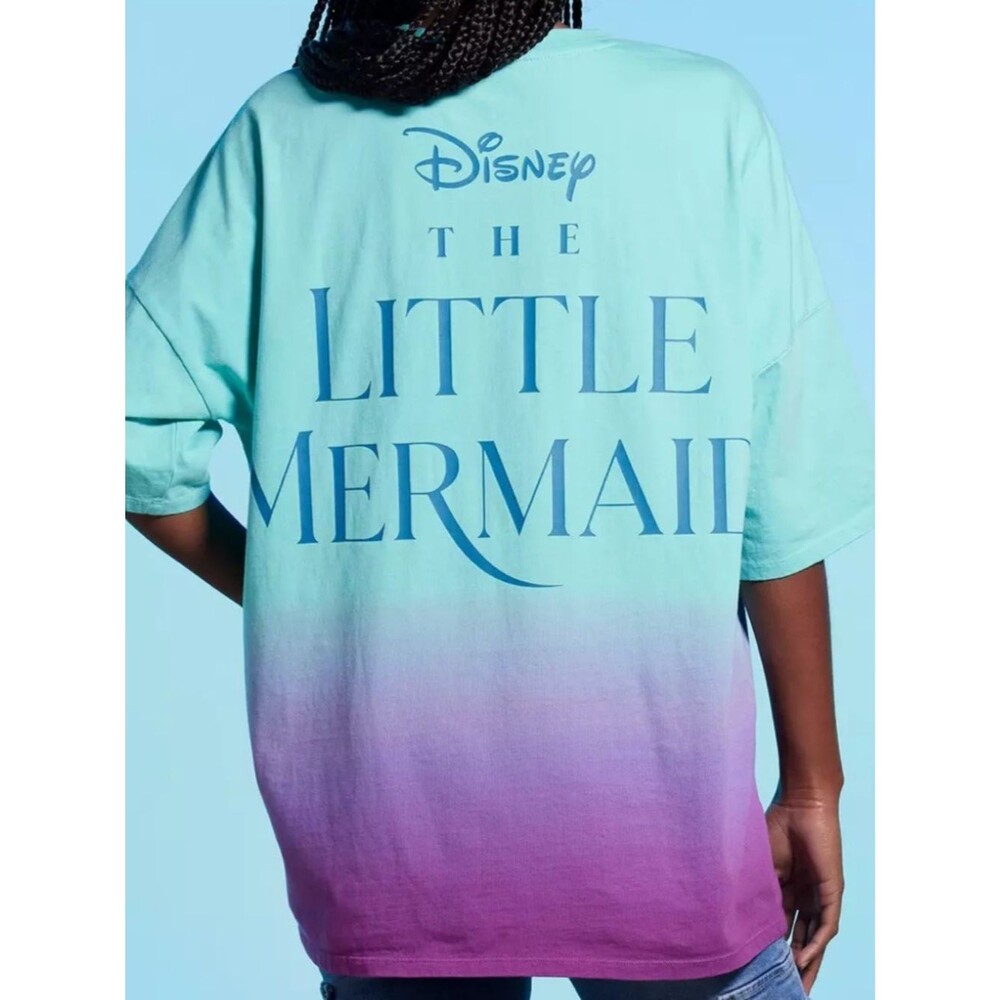 Disney Purple Blue Turquoise Little Mermaid Ombré Shirt with shell detail